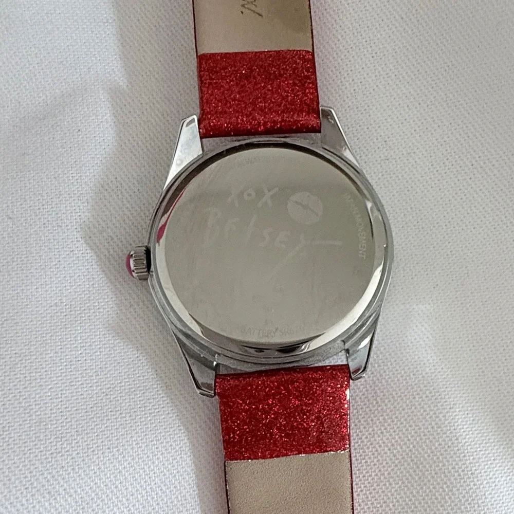 Betsey Johnson Womens OS Red Glitter French Fry Crystal Bezel Watch Accessory